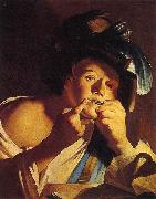 Dirck van Baburen Man Playing a Jew s Harp oil